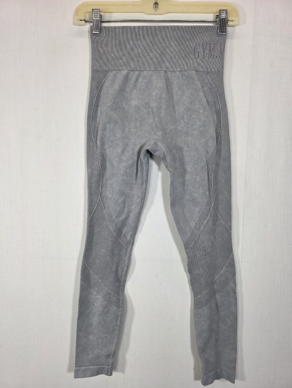 GYM MINUTE Acid Wash Seamless High Waisted Leggings Grey Small